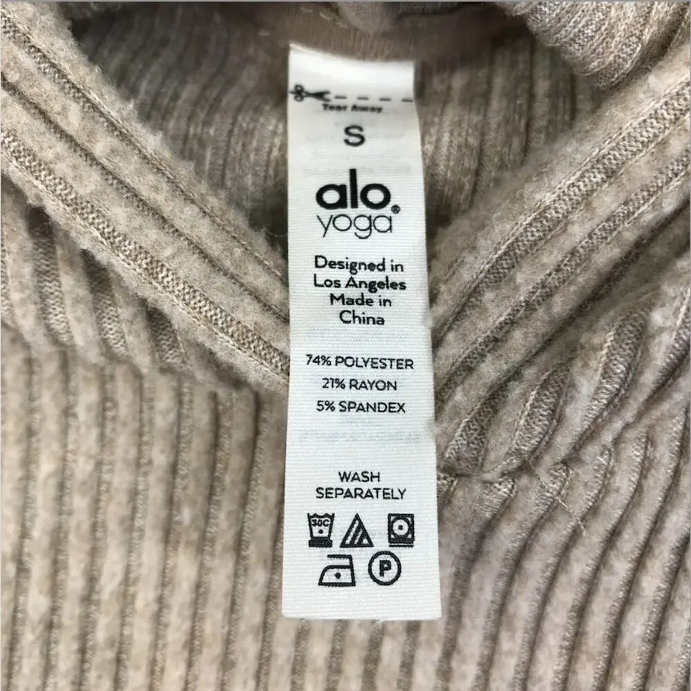 ALO YOGA Muse Ribbed Knit Cropp Hoodie Sz S Athletic Everyday Outdoor City Chic